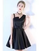 Black Aline Irregular Strap Short Party Dress