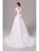 A-line V-neck Court-train Wedding Dress