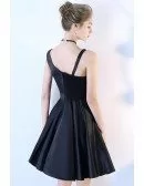 Black Aline Irregular Strap Short Party Dress