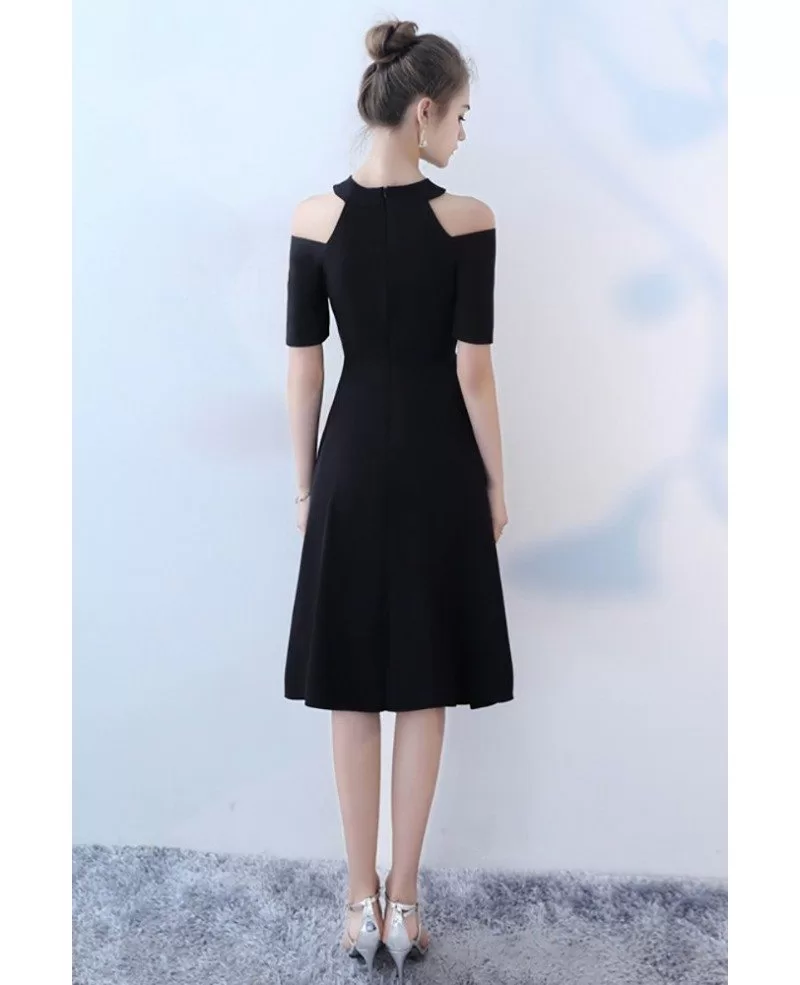 cold shoulder tea length dress