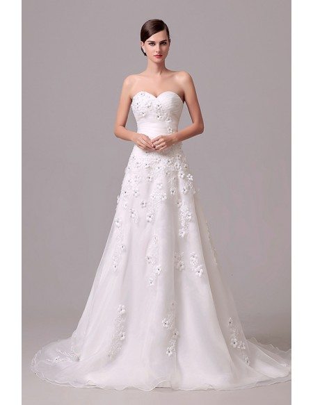 A-line Strapless Court-train Wedding Dress #C28304 $165 - GemGrace.com