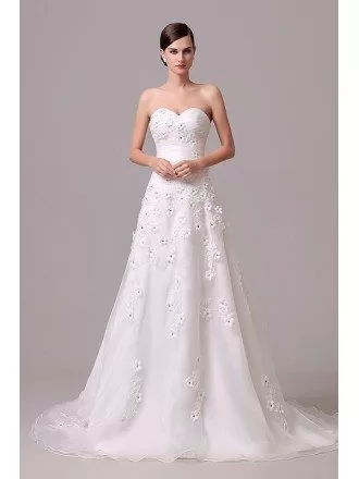 A-line Strapless Court-train Wedding Dress