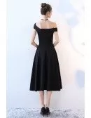 Simple Black One Shoulder Midi Party Dress