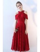 Tea Length Red Lace Homecoming Party Dress Aline