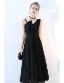 Black Full Lace Tea Length Formal Dress Sleeveless