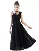 Black Full Lace Tea Length Formal Dress Sleeveless