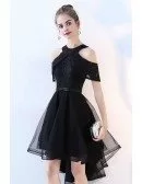 Black Tulle High Low Homecoming Dress Cold Shoulder