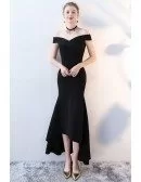 Fitted Black Mermaid Formal Dress Off Shoulder