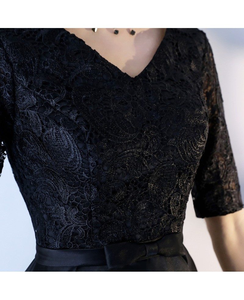 Black Chic Flare Lace Homecoming Dress with Half Sleeves #BLS86024 ...
