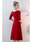 Simple Burgundy Knee Length Party Dress Aline