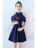 Simple Navy Blue Short Homecoming Dress Aline
