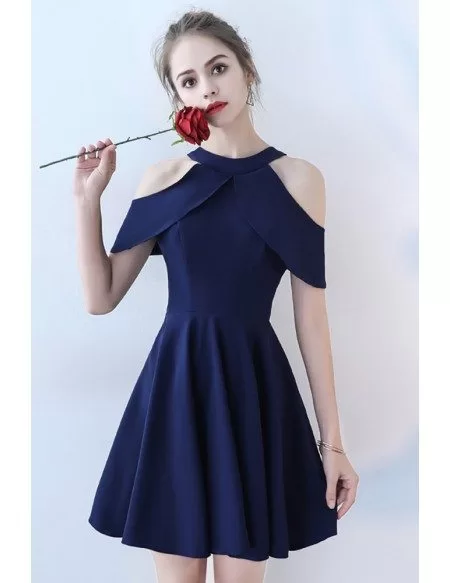 Simple Navy Blue Short Homecoming Dress Aline