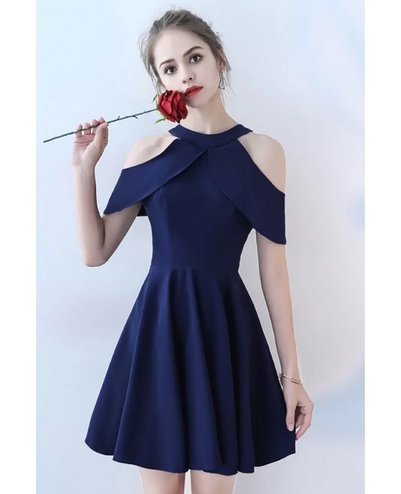 Simple Navy Blue Short Homecoming Dress Aline #BLS86072 - GemGrace.com