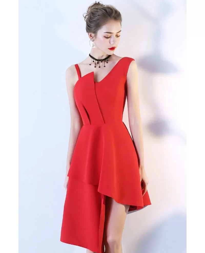Chic Red Asymmetrical Homecoming Dress #BLS86093 - GemGrace.com