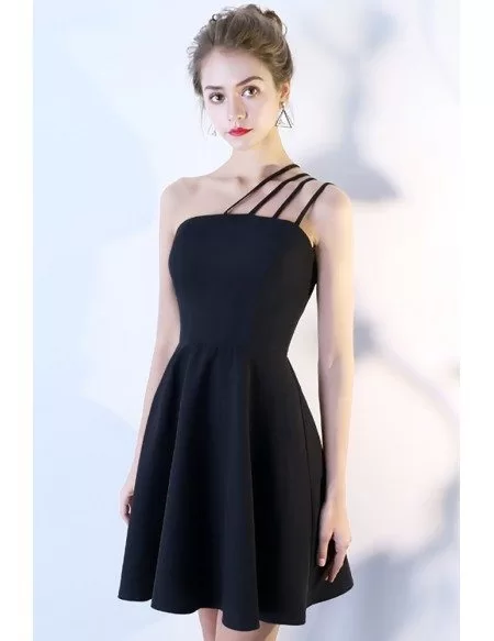 Fashion Little Black Homecoming Dress with Multi Straps