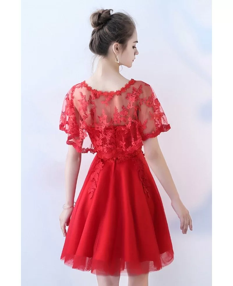 short cape sleeve dress