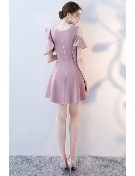 Pretty Mauve Short Homecoming Dress with Ruffles #HTX86027 - GemGrace.com