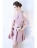 Pretty Mauve Short Homecoming Dress Cold Shoulder with Ruffles