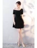 2018 Fashion Black Short Homecoming Dress with Sleeves