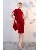 Charming Burgundy Fitted Cocktail Dress with Ruffles