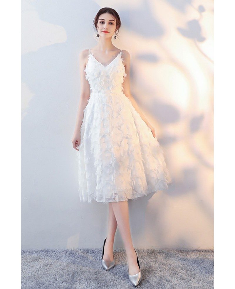 white lace tea length dress
