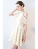 Short Champagne Aline Homecoming Dress Party Halter Neck