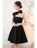 Fit and Flare Little Black Homecoming Dress with Cute Bow