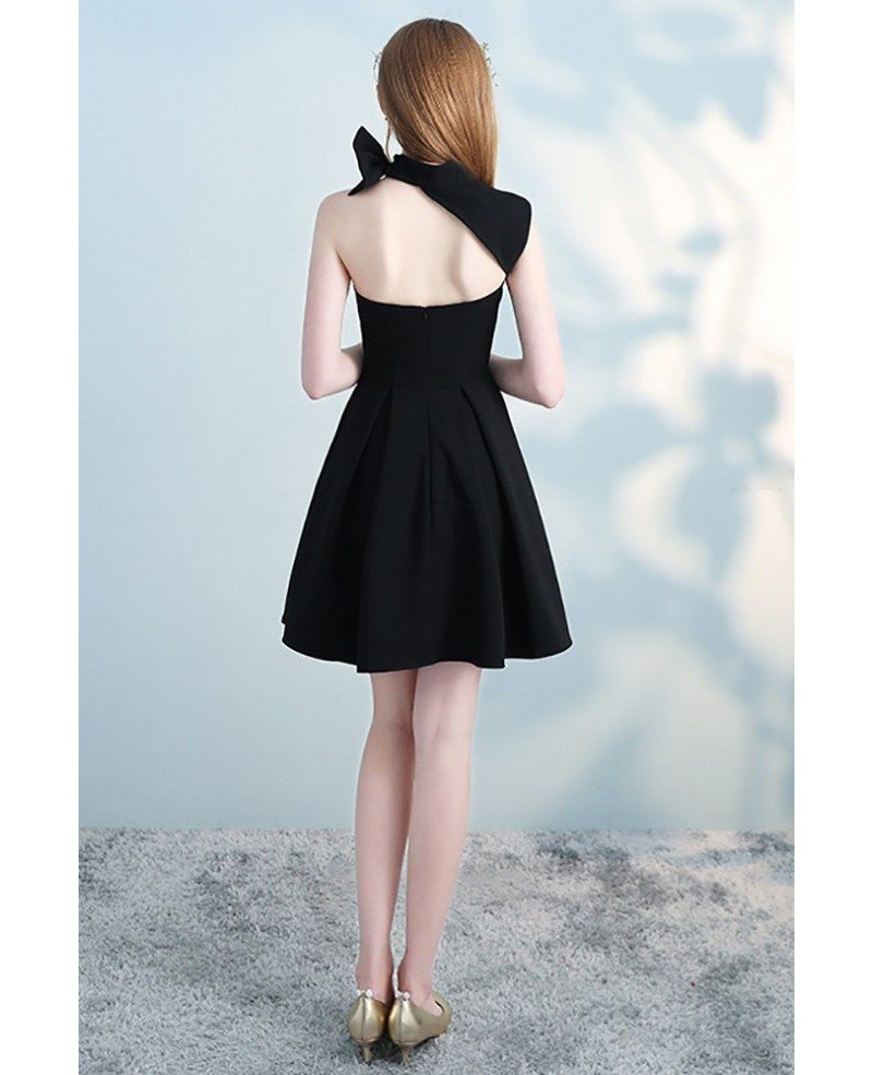 Lovely Black Halter Short Homecoming Dress Open Back #HTX86106 ...