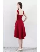 Burgundy High Low Homecoming Party Dress with Straps