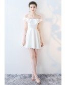 Little White Off Shoulder Mini Homecoming Dress with Flounce