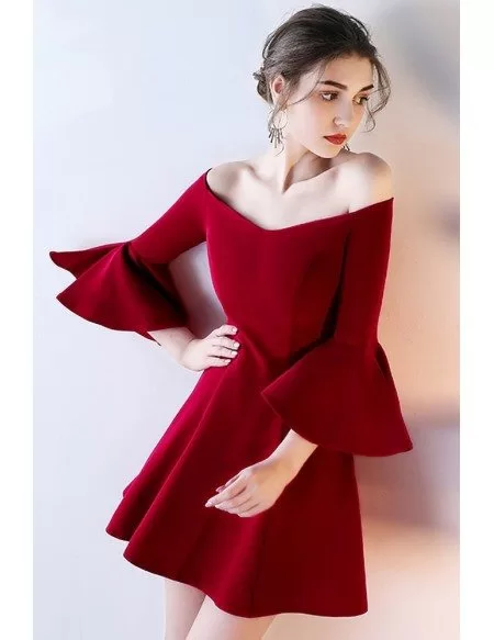 Gorgeous Short Off Shoulder Homecoming Dress with Bell Sleeves # ...