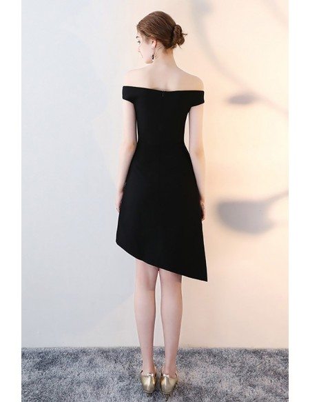 Black Off Shoulder High Low Homecoming Dress #HTX86062 - GemGrace.com