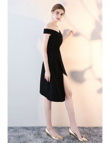 Black Off Shoulder High Low Homecoming Dress #HTX86062 - GemGrace.com