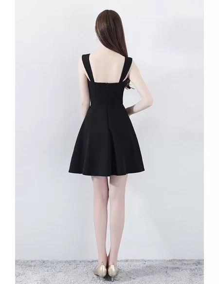 Black Short Homecoming Party Dress Fit and Flare with Straps