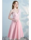 Cute Pink Short Party Dress with Feathers Beaded Neckline