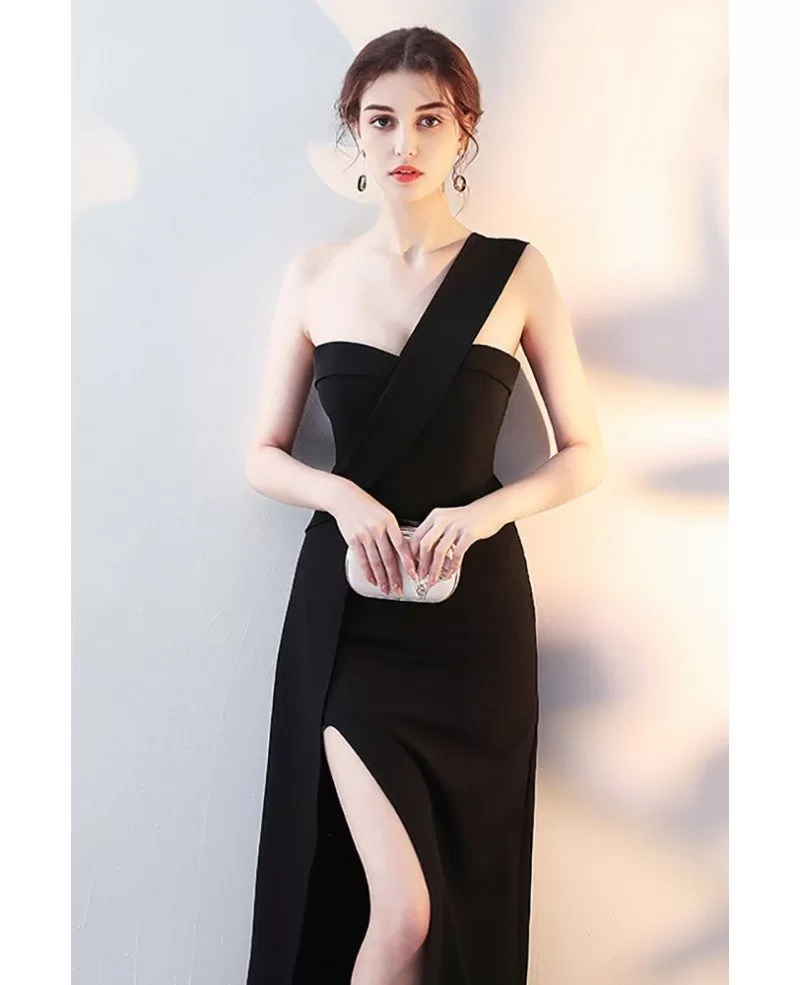 Chic Black One Strap Maxi Party Dress with Side Slit #HTX86039 ...