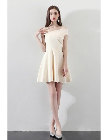 Gorgeous Short Champagne Homecoming Dress Off Shoulder