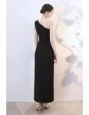 Sexy Black Side Slit Mermaid Party Dress One Shoulder