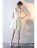 Simple Champagne Homecoming Party Dress Short with Asymmetrical Straps