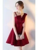 Burgundy Short Aline Homecoming Party Dress with Straps