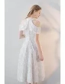 Gorgeous White Feathers Tea Length Party Dress with Cold Shoulder