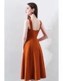 Chic Brown Knee Length Party Dress with Straps