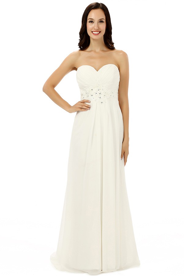 Sheath Sweetheart Floor Length Chapel Lace Embroidery Wedding Dress main image 0