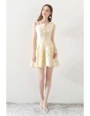 Champagne Fit and Flare Homecoming Dress Short with Straps
