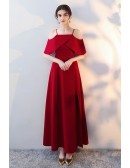 Burgundy Long Red Flounce Formal Dress with Straps