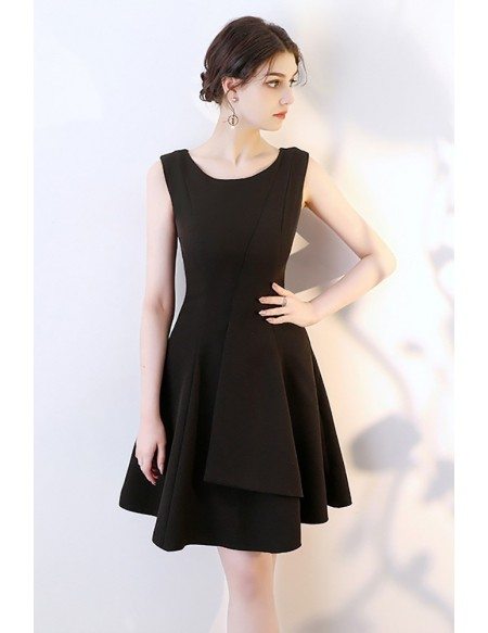 Black Aline Short Homecoming Wrap Dress Sleeveless