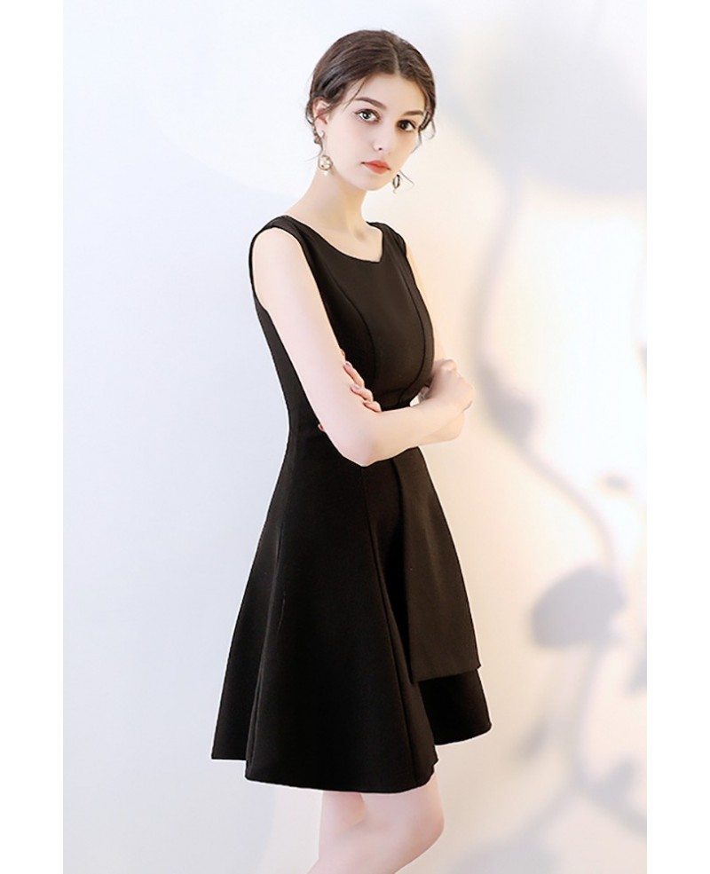 Black Aline Short Homecoming Wrap Dress Sleeveless #HTX86103 - GemGrace.com