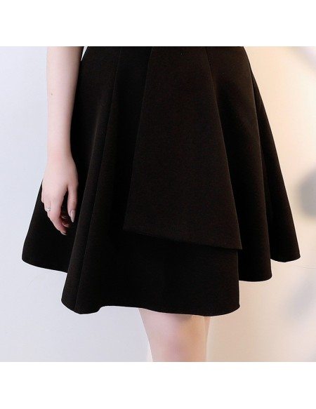 Black Aline Short Homecoming Wrap Dress Sleeveless #HTX86103 - GemGrace.com