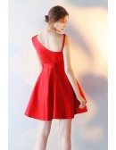 Red Aline Satin Short Homecoming Dress with Straps