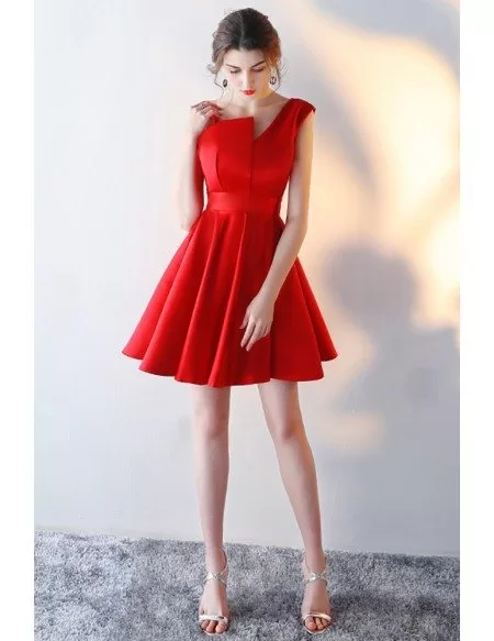 Little Red Flare Aline Homecoming Dress with Straps